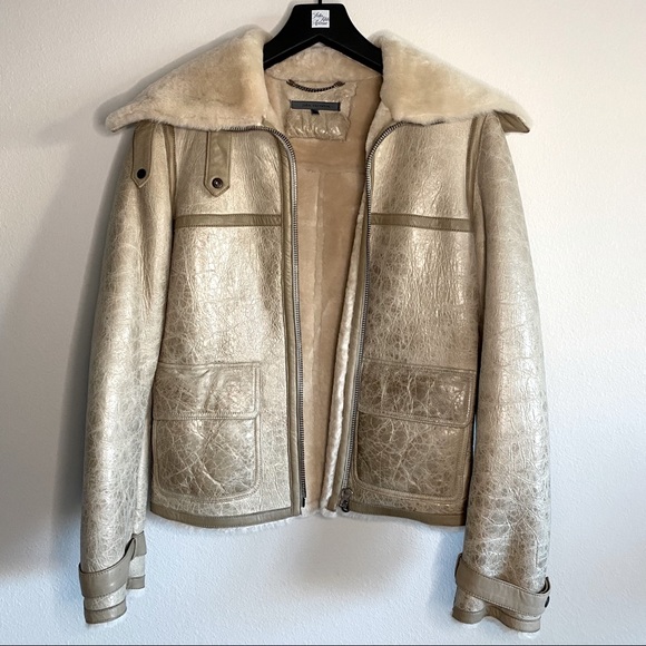 John Varvatos Shearling Aviator Jacket sz 40 - XS - Picture 10 of 10